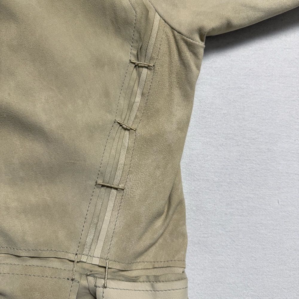 Free People Goat Suede Jacket Draped Lapel Boho Moto Size 2 - Picture 4 of 15